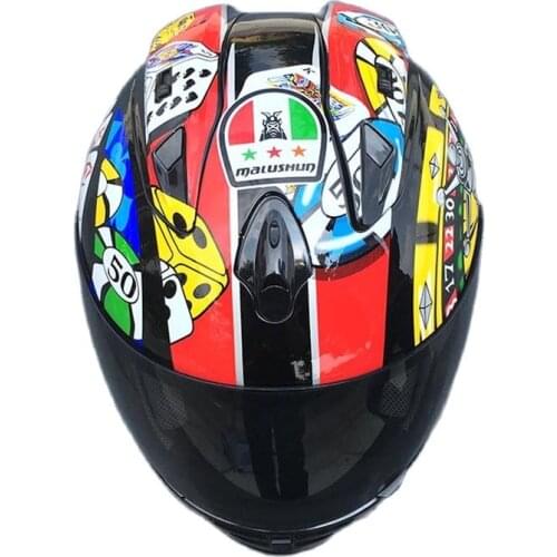 ECE Approved Fashions Motorcycle Helmet Accessories Malushun Poker Helmet Design Full Face Racing Helmet