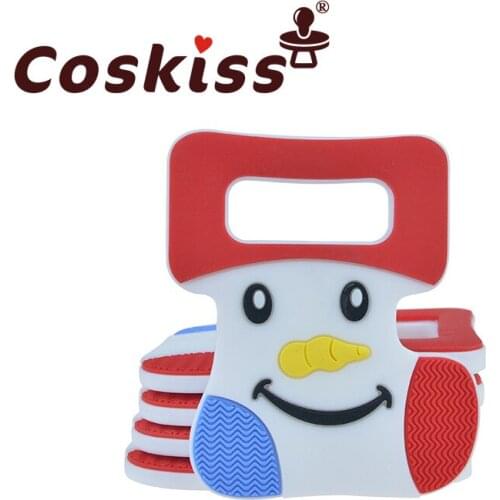 Coskiss Silicone Christmas Stocking 1pcs DIY Beads BPA Free Silicone Teething Cute Teething Toy Silicone Teether Nursing Pendant