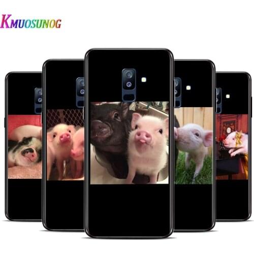 Cute Pink Piggy For Samsung Galaxy A3 A5 A6 A7 A8 A9 A6S A8S A9S Star Plus 2016 2017 2018 Black Silicone soft TPU Phone Case