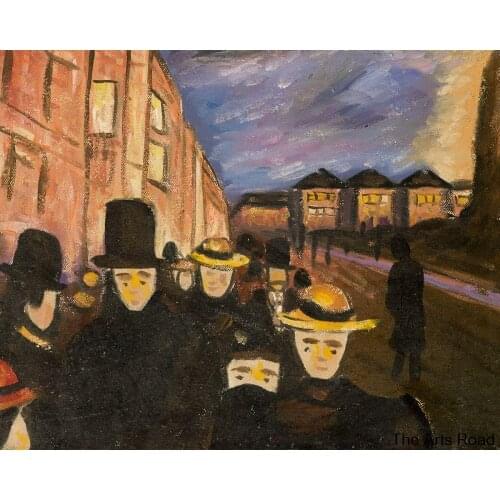 Modern Abstract Paintings Reproduction Evening on Karl Johan Edvard Munch Fine Art Oil on Canvas Portrait Hand-painted