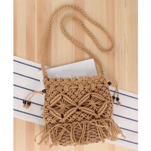 Tassel Bucket Bag Woven Stitching Hollow Holiday Beach Bag Women Shoulder Bags