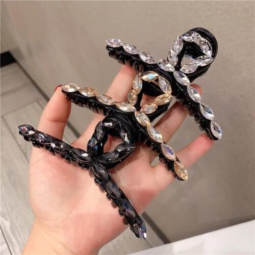 TwinkLei Elegant Crystal Hair Claw Clips for Women Crab Clamps Korean Girls Chain Hairpin Lady Headwear Bezel Hair Accessories