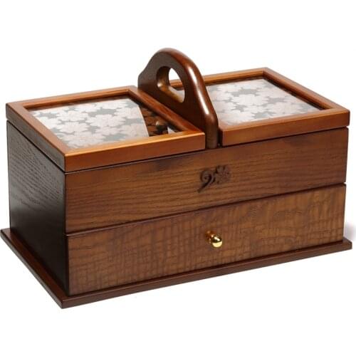 Vintage Wooden Jewelry Storage Box Large Treasure Chest Wood Crate Case For Home Craft Storage Container