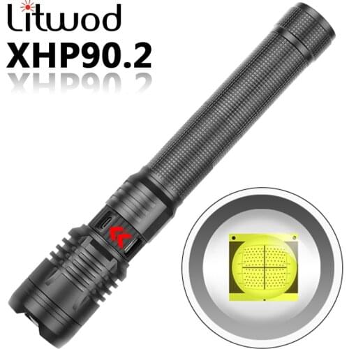 Xhp90.2 High Quality Led Flashlight Usb Rechargeable 18650 26650 Battery Torch Zoomable Aluminum Alloy Lantern for Camping