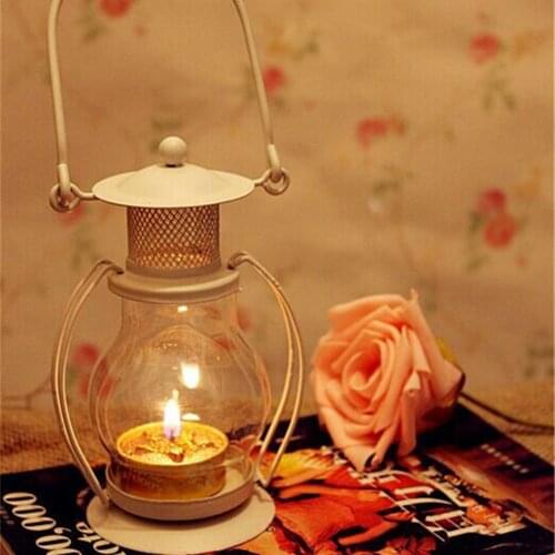 European-style Retro Iron Candlestick Household Furnishings Creative Kerosene Lamp Candlestick Romantic Decoration