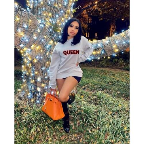 RMSFE 2021 European And American Womens Long Sleeve Printed Loose City Casual Round Neck Pullover T-Shirt