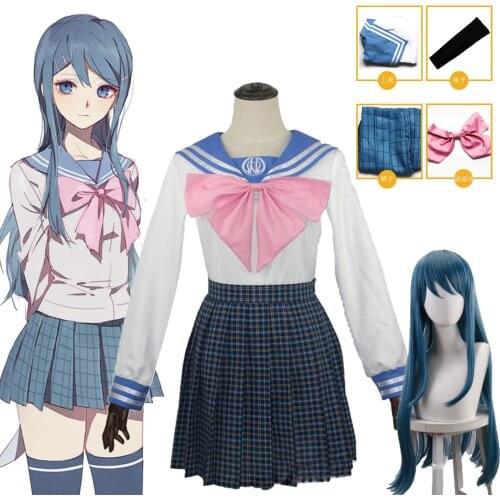 Anime Danganronpa Maizono Sayaka Cosplay Costume Women Dress Skirt Sailor Uniform Set Wigs Halloween Carnival Party Costume