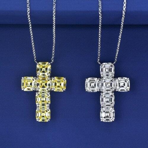 Women Pendant S925 Sterling Silver 7*7mm High Carbon Diamonds Pendant Female Fine Jewelry Ladies Cross Necklace Pendant