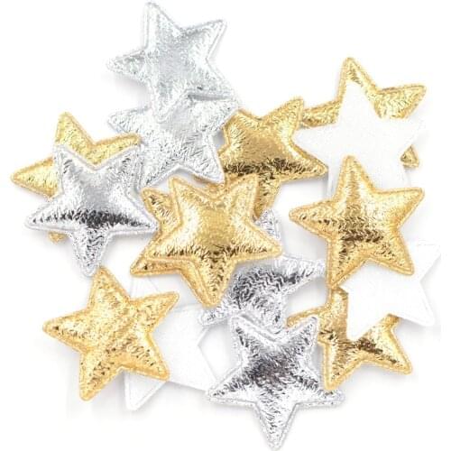 500Pcs 25mm Gold and Silver Cloth Star Appliques Padded Patches for DIY Craft/Clothes/Hairpin/Christmas Ornament Accessories K53