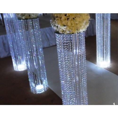 12pcsWedding decoration Chandeliers Flower Stand with Acrylic Pendants for Wedding Centerpiece Aisle Road Lead Party Decoration