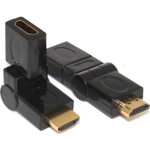 100pcs hdmi male to HDMI female Female 90 180 360 Degree Rotating Right Angle Narrow Adapter for 1080p 3D TV HDTV hdmi adapter