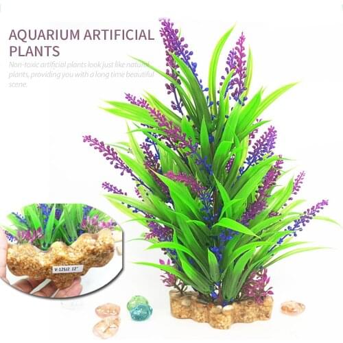 12 Inch Aquarium Artificial Plants Plastic Ornaments Natural Foliage Plants DIY Fake Plants for Fish Tank Aquarium Decoration