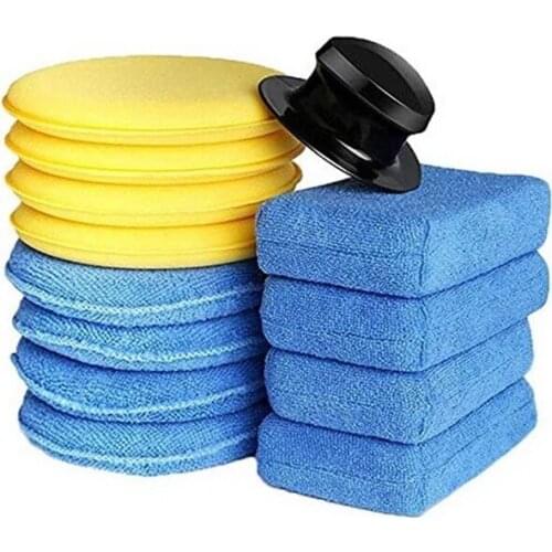 13Pcs/Set Car Polishing Sponge For Car Polisher Buffer Waxing Sponge Waxing Handle Auto Care Polish Foam Sponge Car Care Kits