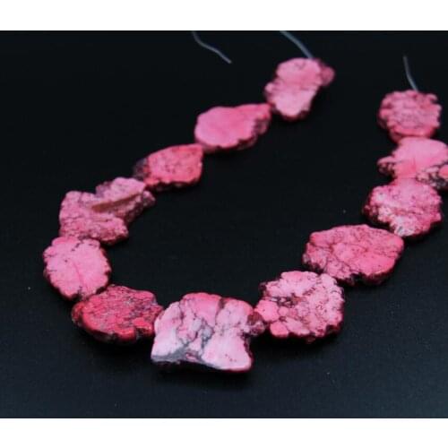 2Strands/Lot Natural Raw Turquoises Slab Nugget Loose Beads,Pink Howlite Magnesite Slice Pendant Beads Necklace Jewelry