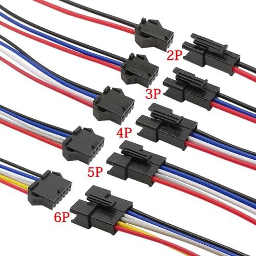 5/10Pairs JST SM Connector Male Female Plug Socket Cable Wires Connector LED Strips Extension Wire SM JST 2P 3P 4P 5P 6 Pin