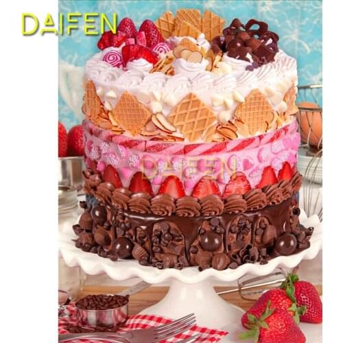 5D DIY Diamond painting Cross stitch Full Square Diamond mosaic chocolate Waffles cake Strawberry Full Round Diamond embroidery