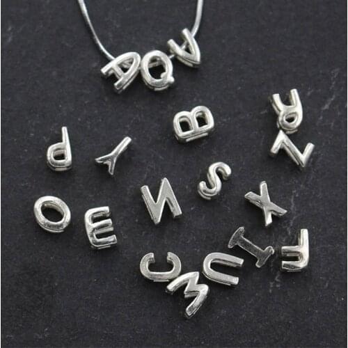 100% 925 Sterling Silver Alphabet Spacer Beads A-Z 26pcs Letter Charm Silver Beads For Necklace Bracelets DIY Birthday Jewelry