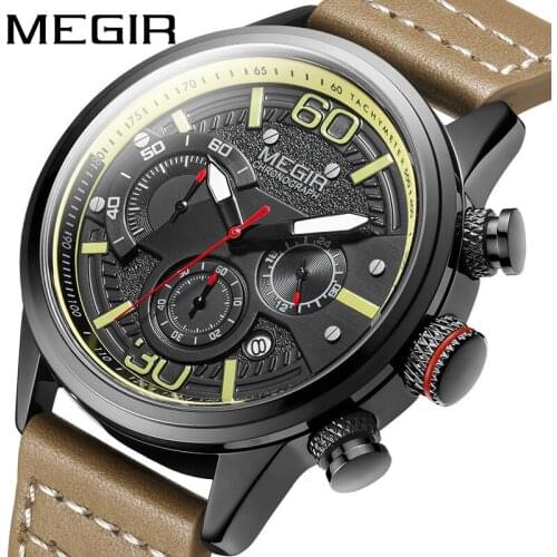 MEGIR New Men Watch Multifunction Sports Waterproof Luxury Calendar Quartz Watches Fashion Trend Chronograph Simple Mens 2110G