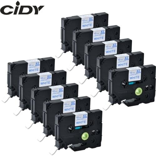 Cidy 10pcs For Brother Tze233 Tz 233 Tz-233 Tz233 Tze 233 P-touch Label Printers 12mm blue on white tze laminated label tapes