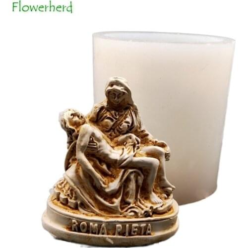 Virgin Mary Holding Jesus Scented Candle Mold Silicone Plaster Mold Decoration Candle Making Supplies Resin Mold Fondant Tools