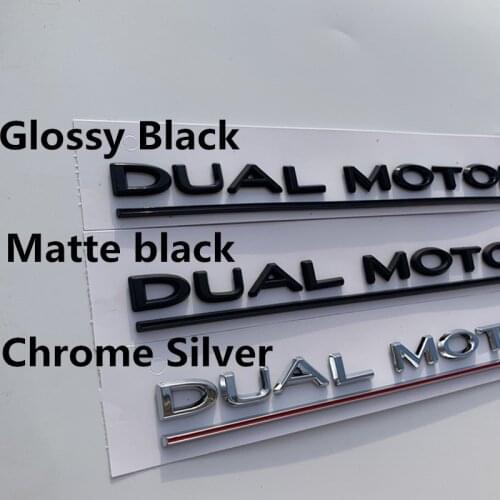 DUAL MOTOR Underlined Letters Emblem Accessories for Tesla Model 3 High Performance Trunk Badge Car Sticker Chrome Black