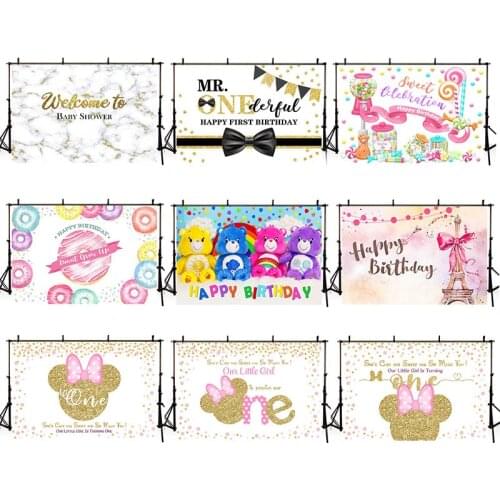 DAWNKNOW Customize Baby Shower Cartoon Photography Background Backdrop Tapestry Children Birthday Party Decoration Photo Studio