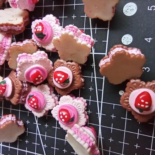 1pcs/lot resin flower strawberry cake 15mm Cabochons Scrapbooking Hair Bow Center Card Frame Making Craft DIY