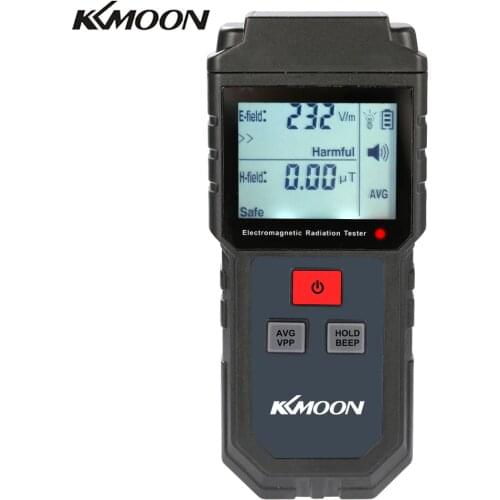 KKMOON Portable Digital LCD Electromagnetic Radiation Tester Electric Magnetic Field Dosimeter Detector with Sound Light Alarm