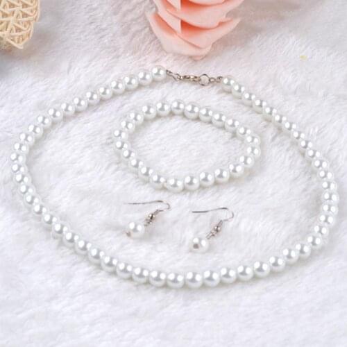 2021 New Fashion Women Genuine 7-8mm Natural Freshwater Set Gift Pearl Jewelry Girl Earrings Women Necklace Bracelet H6E0