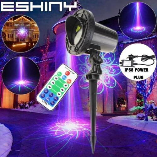 ESHINY Outdoor WF RGB Laser 96 Pattern Projector Coffee DJ Family Party Xmas Tree Wall washer Landscape Garden Stage Light N8T65