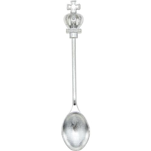 Julie Wang 12PCS Spoon Charms Crown Alloy Tableware Bright Silver Color Earrings Bracelet Jewelry Making Accessory