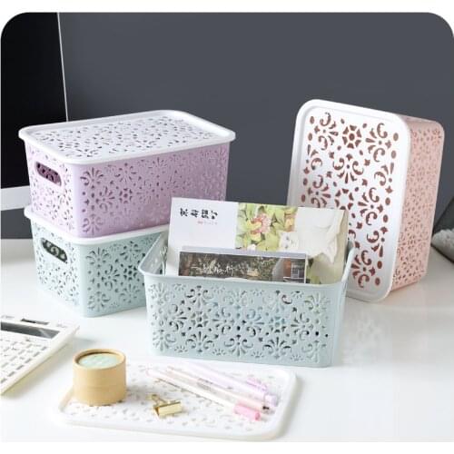 Home storage Multifunction Hollow Out Thick Rectangular Plastic Storage Baskets Kitchen Bathroom Desktop Storage Glove Box