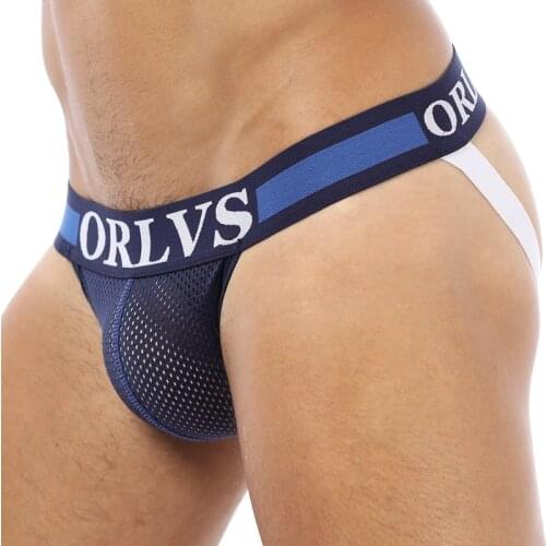 OR/PU008Sexy Men Underwear Jockstrap Cotton/Mesh Sexy Jockstraps Bikini G-strings Men thong cuecas panties Briefs Gay underwear