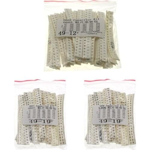 40GD 0805 1206 0603 SMD Capacitor Assorted Kit 36Values 20pcs=720pcs 1pF~10uF Samples Electronic DIY Capacitors Kit