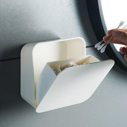 Wall Hanging Storage Box Plastic Cotton Swab Paper Towel Holder Kitchen Waterproof Storage Boxes Bathroom Organizer Supplies