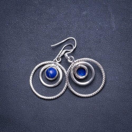 Natural Lapis Lazuli Handmade Unique 925 Sterling Silver Earrings 1.5" X4736