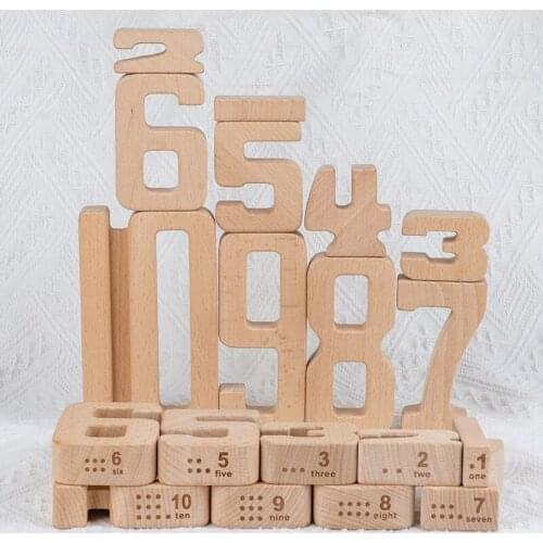Number Building Blocks Wooden Math Digital Toys Baby Balance Block Jenga Toy Montessori Educational Natural Wood Toys for Kids