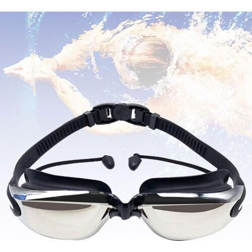 Adult swimming goggles, anti-fog, waterproof and anti-ultraviolet glasses, underwater goggles with earplugs,swimming accessories