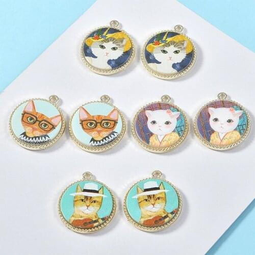 Alloy/resin materials 21mm cute cartoon cat shape charms diy jewelry earrings for women accessory