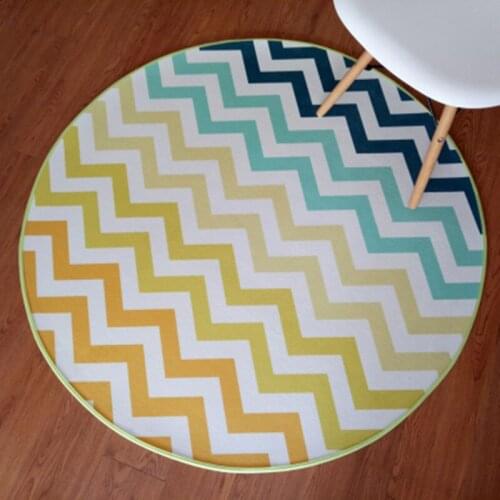 Stripe Round Carpets For Living Room Cartoon Soft Carpet Home Decoration Kids Room Cute Floro Computer Chair Rugs Mat Bedroom
