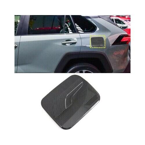 Carbon Fiber Look Oil Fuel Tank Cap Cover Trim 1pcs For Toyota RAV4 2019 - 2020
