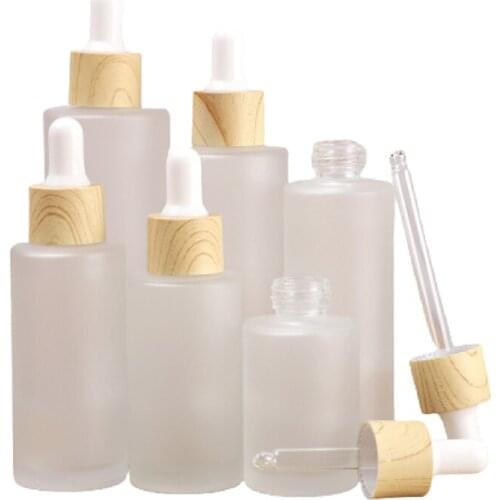 20ml 30ml 40ml 50ml Essential Oil Bottle Frosted Dropper Refillable Bottle Empty Glass Cosmetic Packaging Vial 15Pcs/Lot