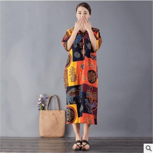 Retro Artistic Prints Loose Dress