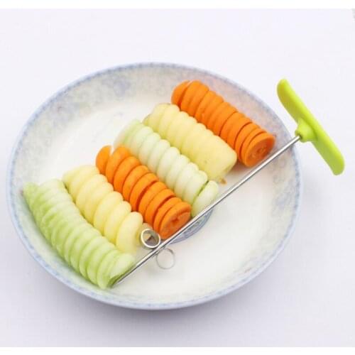 Manual Vegetables Spiral Knife Carving Tool Potato Carrot Cucumber Salad Stainless Steel Chopper Spiral Screw Slicer Cutter