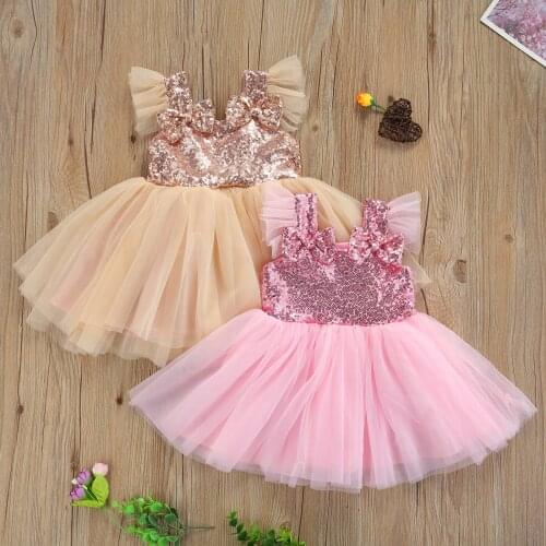 Girls Sundress New Summer Princess Baby Girl Dresses Sequins Bowknot Sleeveless Backless Party Dress for Girls Clothes 1-4 Years