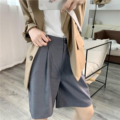 2020 Summer Midi Length High Waist Casual Wide Leg Hot Vintage Women Shorts Pantalones Feminino
