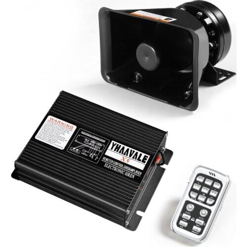 YHAAVALE Power Loud 12V 100W Car Police Siren Horn Alarm 18 Tone PA System With MIC