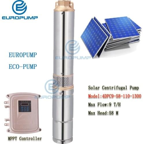 EUROPUMP MODEL(4DPC9-58-110-1300)4inch Solar Pump 110V 1300w 1.8HP For Agriculture Irrigation Max Flow 9T/H, Head 58m Solar Pump