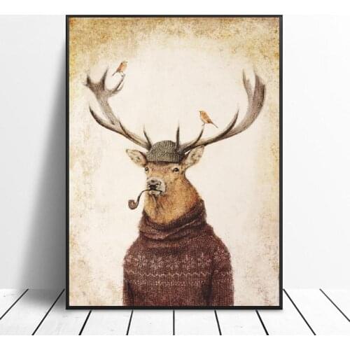 Retro modern animal Thinking Wild Canvas Print Wall Art Poster Picture Bedroom Living Room Decoration No Frame