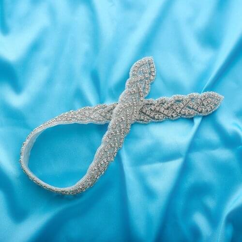 Crystals Beaded Rhinestone Handmade Applique Silver Clothes Accessories Bridal Belt Wedding Dresses DIY Handmade Wholesale S116